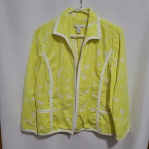 Chico's Yellow/White Open Jacket. Size 2